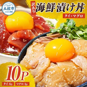 【訳あり】海鮮漬け丼（タイ6P・マグロ4P）セット 高知県土佐市 【企業組合　宇佐もん工房】 [BQAB029]