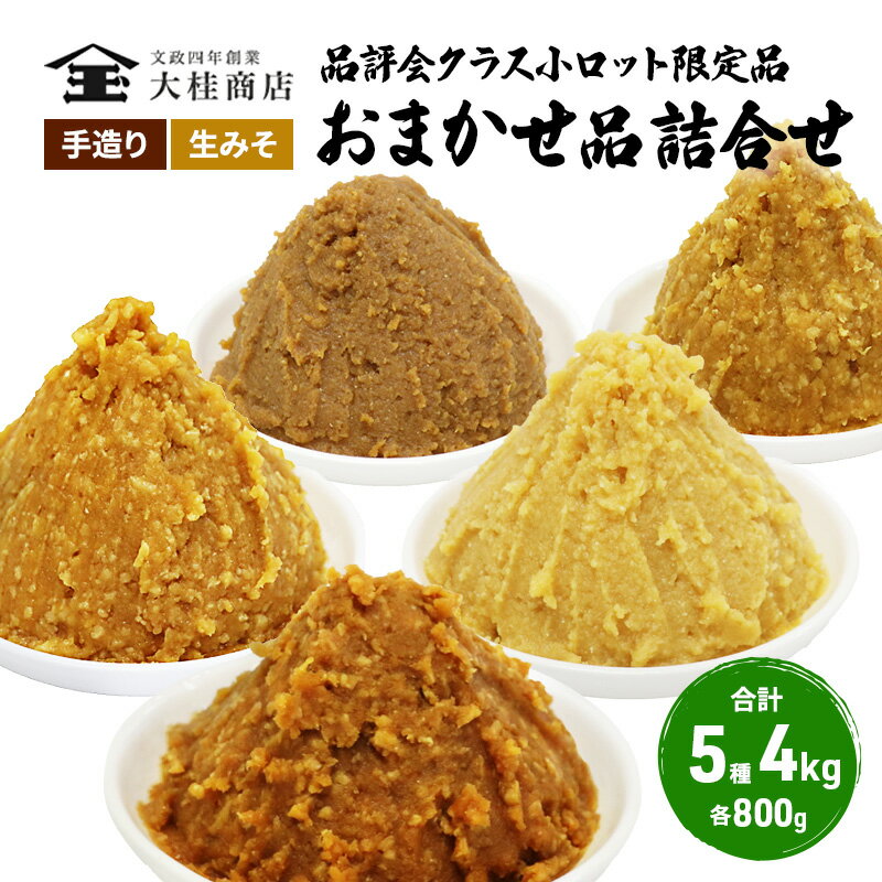 【ふるさと納税】（L) 限定 味噌 無添加 信州味噌 店主おまかせ セット 800g × 5種 みそ 詰め合わせ 品評会クラス 小ロット ネットにも載せていない おまかせ品 ミソ 信州みそ 調味料 国産原料 長野県 長野 上田市 上田 株式会社大桂商店　 長野県上田市