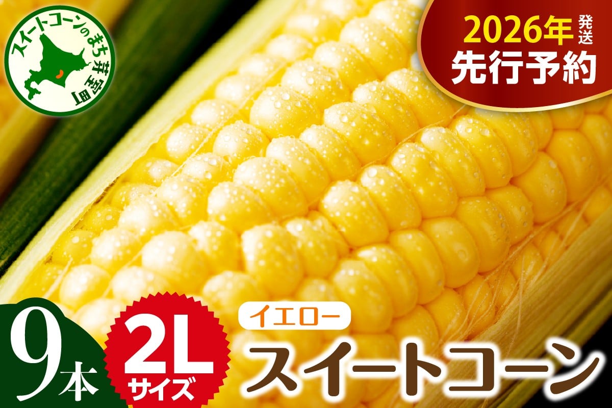 
            【先行受付】【2026年7月下旬～8月中旬頃配送】北海道十勝芽室町 とうもろこし 2L 9本入り me002-021c-26
          