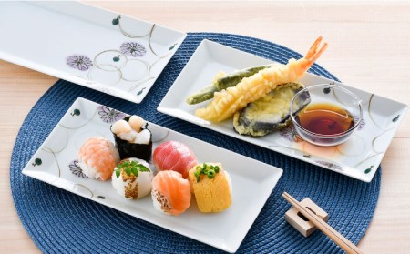 【波佐見焼】丸紋 フラワー 長角皿 5枚セット 食器 皿 【陶豊】 [OE22] 波佐見焼