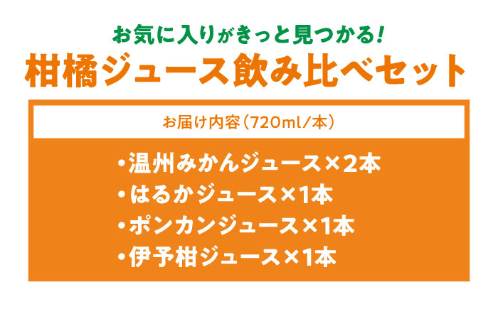  【先行予約】【2026年5月下旬から順次発送】柑橘ジュース（ みかん ・ はるか ・ ポンカン ・ 伊予柑 各720ml ）5本セット【みきゃん ラベル】 みかんジュース 100% 柑橘 みかん ジ
