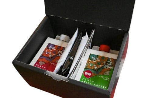 割るタイプ NEPAL COFFEE×2 (オリジナル+無糖)+ブレンドネパールドリップパック3包セット 白黒白※ギフトボックス