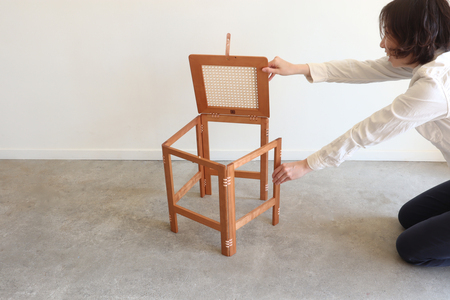 木製 折り畳み 椅子 「patol stool」  籐張り   ( 京都 宇治 家具 インテリア スツール イス 木 折りたたみ 和風 おしゃれ 人気 伝統 技法 受賞 )