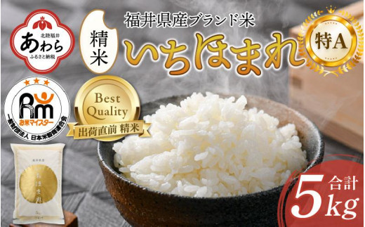 【令和6年産 新米】いちほまれ 精米 5kg×1袋《お米マイスターが発送直前に精米！》 ／ 福井県産 ブランド米 ご飯 白米 新鮮