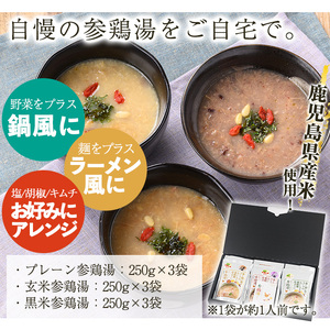 No.1024 《数量限定》桜島大根とオリーブ鶏のサムゲタン(3種・9袋セット) 国産 九州産 鶏肉 サムゲタン 参鶏湯 お肉 黒米 玄米 レトルト 詰め合わせ ごはん おかず 韓国料理 滋養食 健康