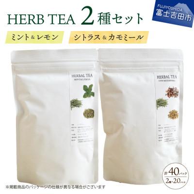 ふるさと納税 富士吉田市 ハーブティーセット(ミント&amp;レモン・シトラス&amp;カモミール)ティーバッグ　20個×2種