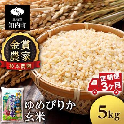 ふるさと納税 知内町 【令和7年産】【定期便 3カ月】ゆめぴりか 玄米 5kg 《杉本農園》
