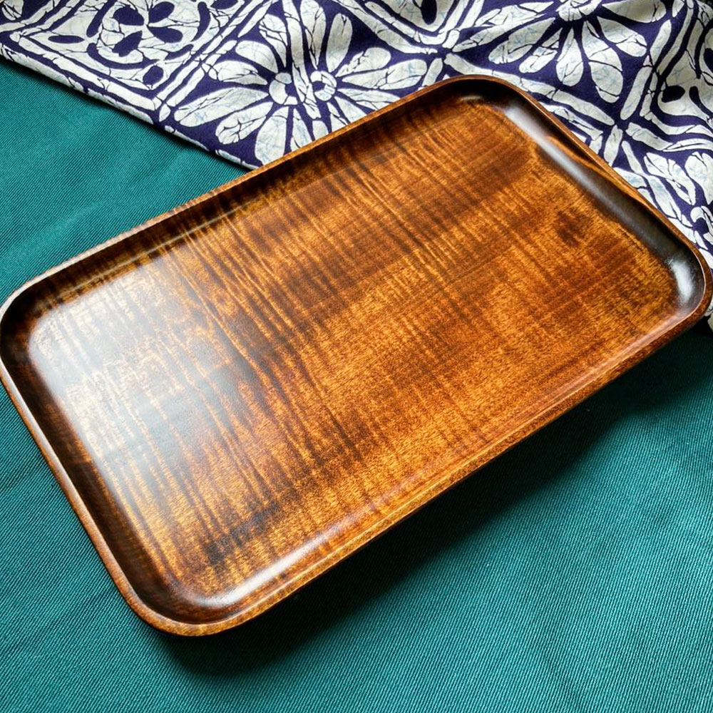 【ふるさと納税】【漆器】ツヤのある木目のきれいなスクエアトレイ　栃材　食器・皿・漆器