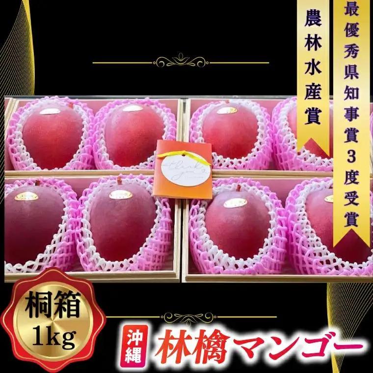 【2027年6月下旬より順次発送】★数量限定★沖縄県最優秀県知事賞に3度輝いた！★桐箱★沖縄マンゴー大玉 約1kg(約500g×2玉) (BV004)
