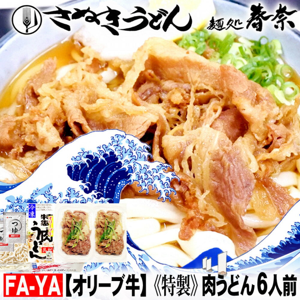 【ふるさと納税】冷凍さぬきうどん 麵処 春奈 特製オリーブ牛肉うどん6人前 | うどん ウドン　香川　高松市　麺　さぬきうどん　人気　おすすめ　コシ　もっちり　オリーブ牛　肉うどん