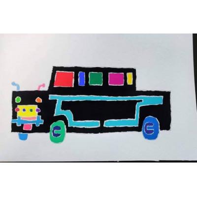 ふるさと納税 高石市 アールブリュットアーティスト上田匡志アート　ダットサンブルーバード1000