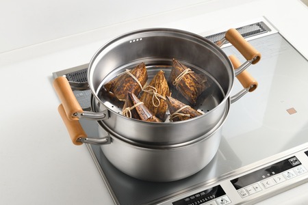 CS-061 千歳 IH対応木柄深型二段蒸し器25cm