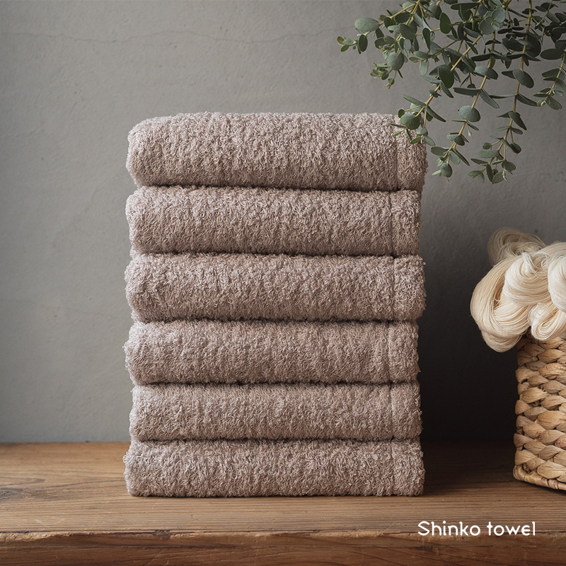 【TVで紹介！】おぅ！え～やん フェイスタオル（ブラウン）6枚【泉州タオル 国産 吸水 普段使い 無地 シンプル 日用品 家族 ファミリー】 G2692