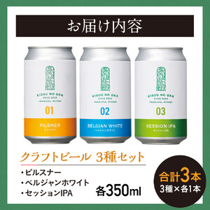 【希望の丘醸造所】 クラフトビール3種（ピルスナー・ベルジャンホワイト・セッションIPA各350ml） ｜ クラフトビール 