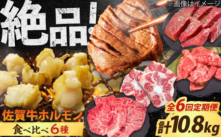 【全6回定期便】佐賀牛6種食べ比べ！ ホルモンバラエティセット 10.8kg 4-5人前  タン・小腸など 吉野ヶ里町/やきとり紋次郎[FCJ105]
