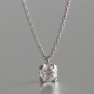 ふるさと納税 大津市 プラチナ900【0.2ct ラボダイヤモンドネックレス】4本づめカップ 未来の輝き 一粒ペンダント