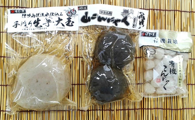 
            こんにゃく たまたま セット （ 生芋大玉 山こんにゃく 有機小玉こんにゃく ） 糖質オフ 低糖質 低カロリー ダイエット 食品 食材 惣菜 こんにゃく芋 おでん 煮物 炒め煮 有機栽培 有機 認証　【 岐阜県池田町 】
          