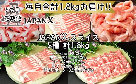 
【定期便5か月】JAPAN X5種スライスセット1.8kg 【真空パック・ロース・肩ロース・バラ・モモ・小間】　【04301-0551】
