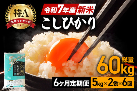 【6ヶ月定期便】令和7年産 新米 コシヒカリ 10kg (5kg×2袋) 計60kg FH-009