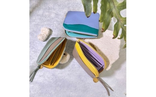 L字ファスナーミニ財布『CORONminiコロンミニ』Candyキャンディシリーズ：配送情報備考　ミントグリーン×ミルクベージュ