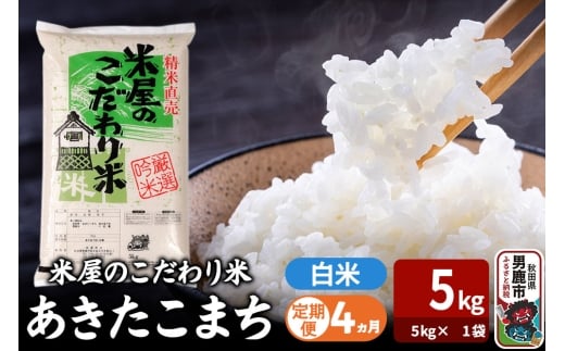 令和7年産《定期便4ヶ月》『米屋のこだわり米』あきたこまち 白米 （5kg×1袋） 吉運商店 秋田県 男鹿市 精米 お米 お弁当 おにぎり [米 こめ コメ 白米 あきたこまち 秋田県 男鹿市 5kg]