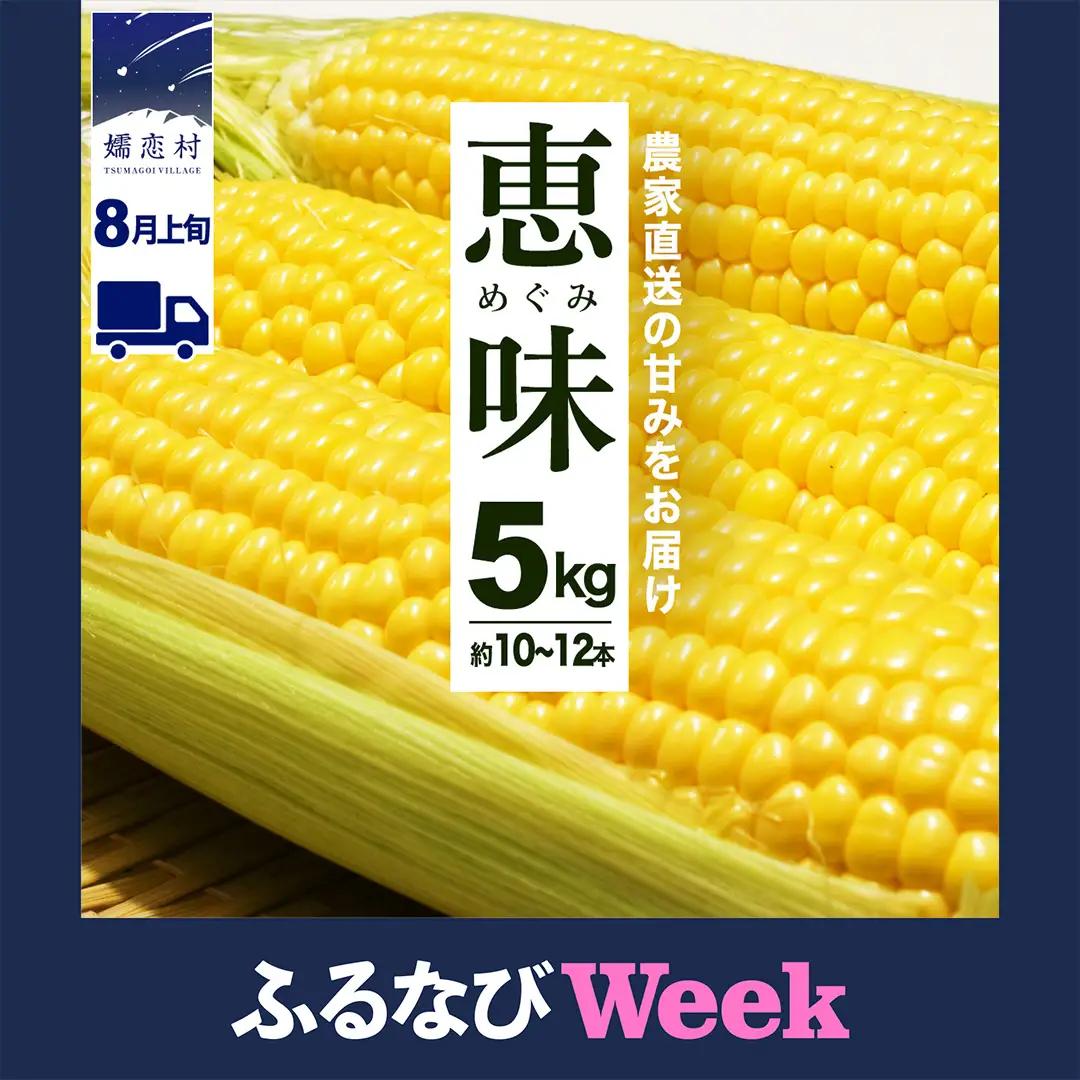 【ふるなびWEEK対象】【8月上旬発送開始】 甘～いトウモロコシ 恵味 5kg 約10～12本 [AL005tu]