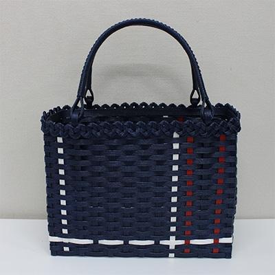 ふるさと納税 都留市 クラフトカゴバック (青)