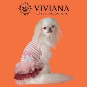 ドッグウェア「VIVIANA」ハートチュールワンピース（Pink）