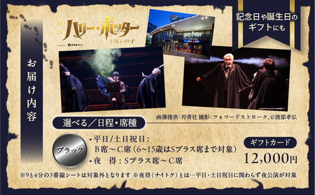 舞台『ハリー・ポッターと呪いの子』ギフトカード　ブラック：12,000円分