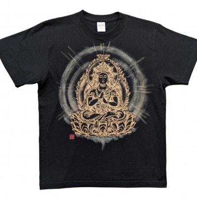 手描きTシャツ 仏画 大日如来 金剛界 黒 (半袖 Mサイズ)【1662858】