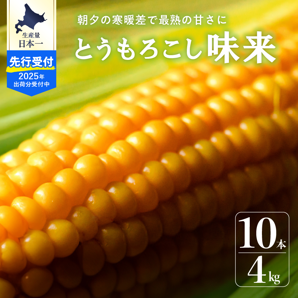 【2025年分先行予約】北海道十勝 芽室町産 朝獲れ とうもろこし 味来 10本 me035-004c-25