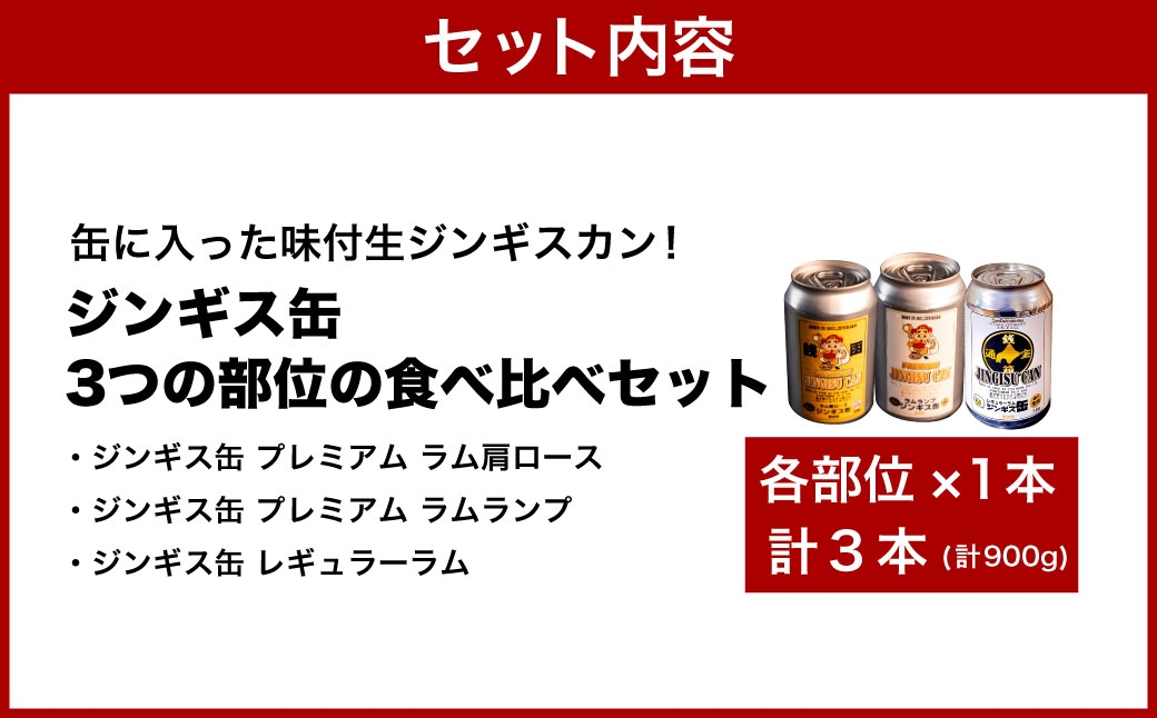 ジンギス缶3つの部位の食べ比べ