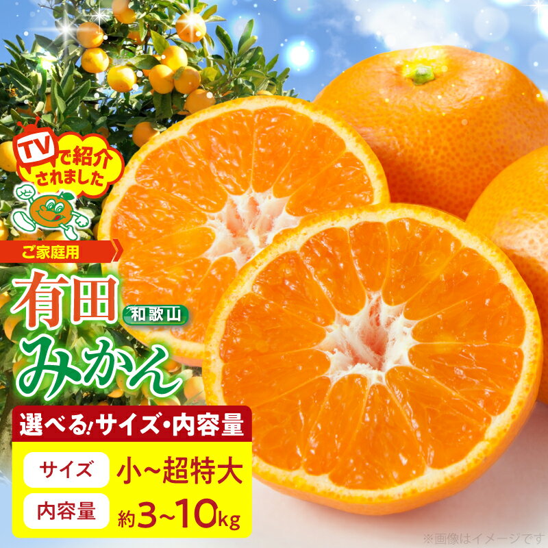 【ふるさと納税】【2025年先行予約】【限定】【TVで紹介されました】 ご家庭用 有田みかん 選べる サイズ 内容量 3 ~ 10kg 小 ～ 超特大 サイズ混合 みかん 温州みかん フルーツ 果物 柑橘 果実 甘味 酸味 ジューシー 人気 国産 食べ物 産地直送 和歌山県 湯浅町 送料無料