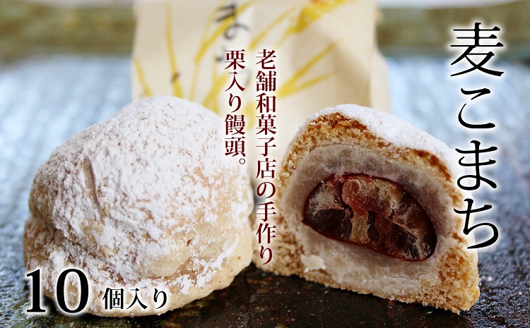京丹波 銘菓 麦こまち 10個入り （ 栗 饅頭 まんじゅう 和菓子 白あん 和知 老舗 七福堂 ）