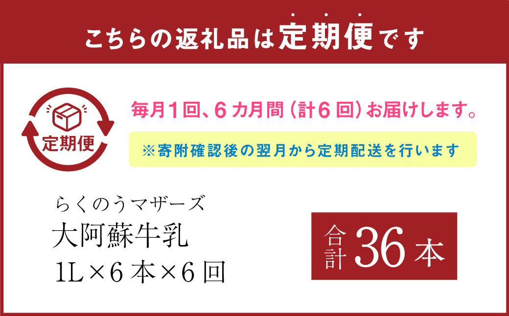 【6ヶ月定期便】大阿蘇 牛乳 1L 紙パック 6本入