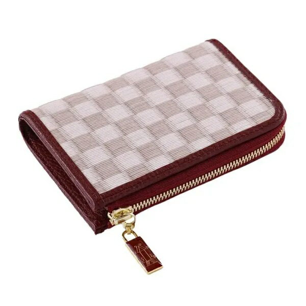 【ふるさと納税】L字ファスナー財布 吉野桜・赤 ／ 織田畳店 葵 Aoi ハンドメイド 二つ折り 財布 畳 セキスイ樹脂製表 本革 奈良県 田原本町