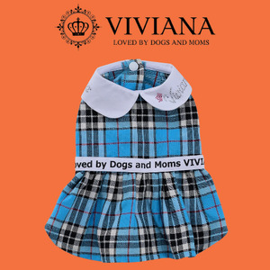 犬 服 ドッグウェア「VIVIANA」チェックワンピース（LirhtBlue）|犬用 服 ペット犬 ドッグ ペット用品 愛犬 ファッション 秦野 神奈川