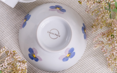 【波佐見町】パンジー 茶碗 2点セット【トーエー】[QC82]