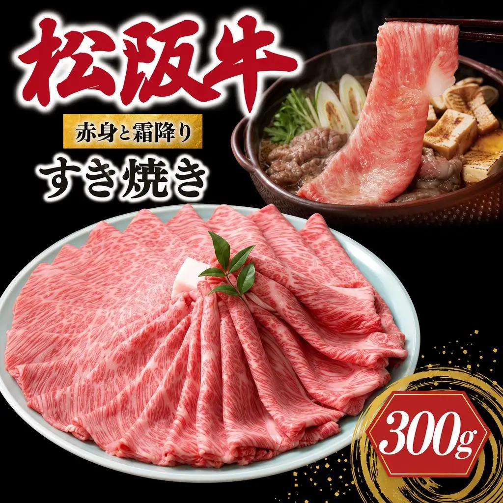 松阪牛 赤身と霜降り すき焼き 300g 牛追道中 US26