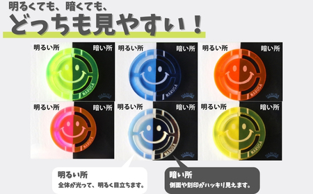 NARUSA ニコちゃんゴルフマーカー ≪イエローグリーン≫ 蛍光アクリル ゴルフボールマーカー 見つけやすい 見失わないマーカー ゴルフ ゴルフ用品 ゴルフコンペ ゴルフマーカー gmk-004yg