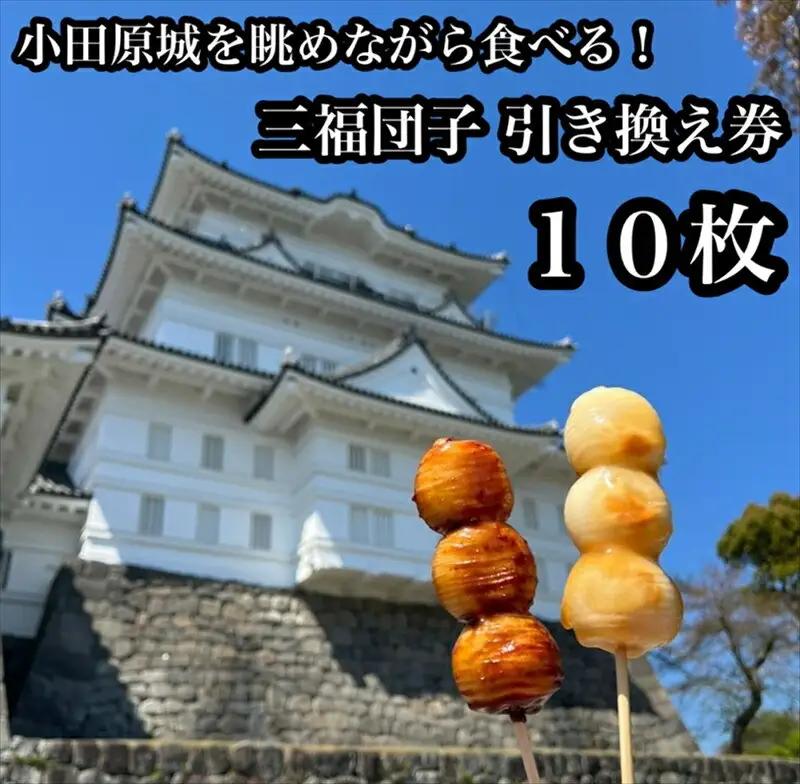 小田原城を眺めながら食べるお団子 三福団子引換券 10本分 くるみ味噌 みたらし団子【 引換券 神奈川県 小田原市 団子】