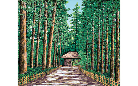 「中門」【 版画 額付 小川手漉和紙 小暮真望 東松山 埼玉県 】