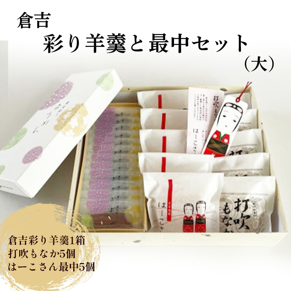 【ふるさと納税】倉吉彩り羊羹と最中セット（大）（羊羹×1個　最中×10個） ようかん 羊羹 もなか 最中 つぶあん あんこ 鳥取県 倉吉市