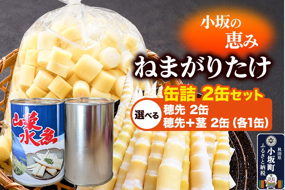 
                  小坂の恵み ねまがりたけ 缶詰 2缶セット【選べるセット内容：穂先 2缶セット／穂先＋茎 2缶セット（各1缶）】 [根曲り竹 根曲がり竹 ねまがりだけ ねまがりたけ チシマザサ 山の幸 お味噌汁 炊き込みご飯 天ぷら 煮物]
                
