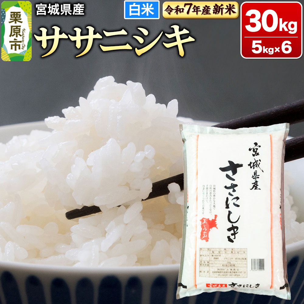 【ふるさと納税】【新米受付】【令和7年産・白米】宮城県産 ササニシキ 30kg (5kg×6袋)