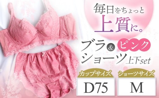 ブラ＆ショーツ 上下セット ピンク D75＆ショーツ M | 女性用下着 レディース ブラ＆ショーツ ブラ ショーツ ピンク 上下セット 君津市 きみつ 千葉県
