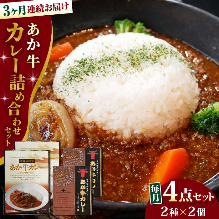 【ふるさと納税】【全3回定期便】熊本県産 あか牛 カレー詰め合わせセット 計4個 ( カレー 2種 各2個 ) 熊本和牛【有限会社 三協畜産】[YCG063]