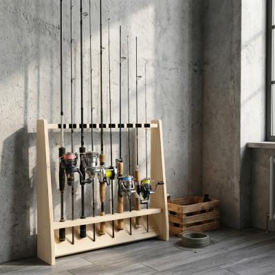 ふるさと納税 横手市 WOOD WORKS ロッドスタンド10本掛け　本体カラー:ナチュラル/フェルトカラー:ブラック |  | 01