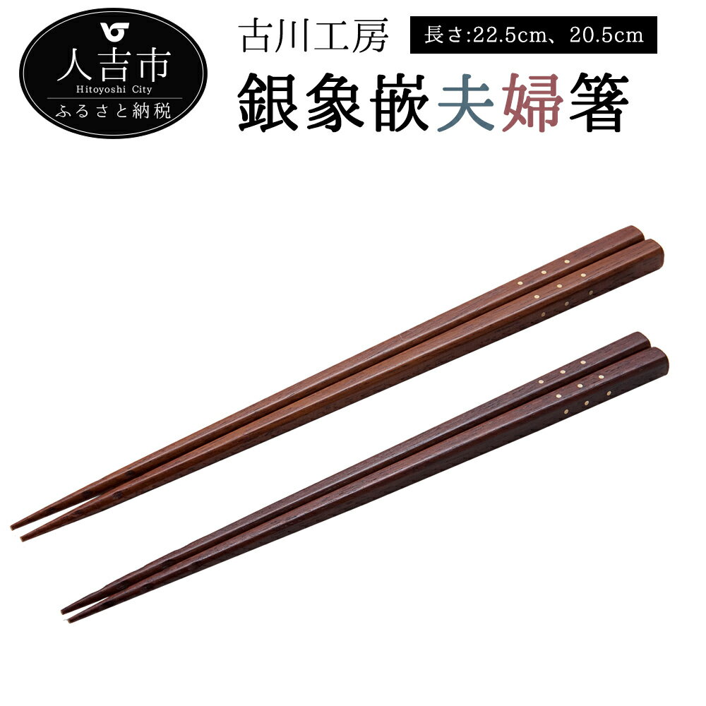 【ふるさと納税】銀象嵌 「夫婦箸」 2セット 箸 はし 22.5cm 20.5cm 和食器 紙箱入り ギフト 贈り物 送料無料