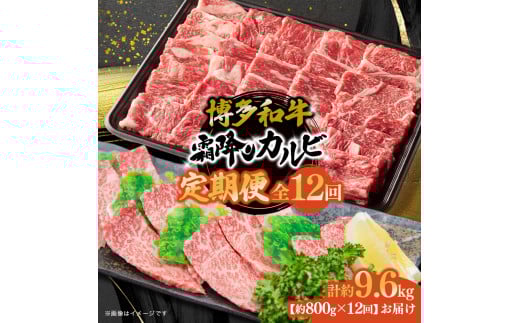 博多和牛　霜降りカルビ　全12回定期便　約800ｇ×12回